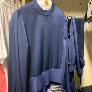 Ted Baker Navy Satin Jogger Top and Pants. Size: L